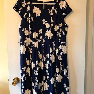 Blue and white floral dress, size 14
